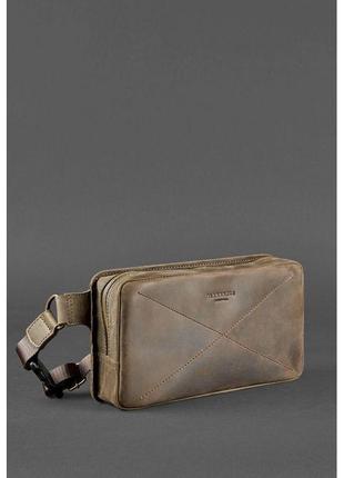 Кожаная поясная сумка dropbag maxi темно-коричневый crazy horse3 фото