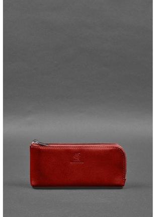 Кожаное портмоне-купюрник на молнии 14.0 красный1 фото
