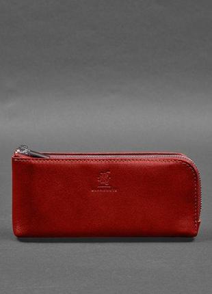 Кожаное портмоне-купюрник на молнии 14.0 красный7 фото