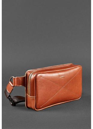 Шкіряна поясна сумка dropbag maxi світло-коричнева3 фото