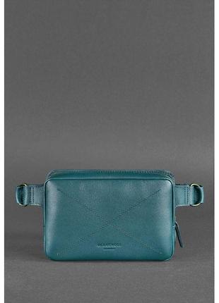 Шкіряна поясна сумка dropbag mini зелена2 фото