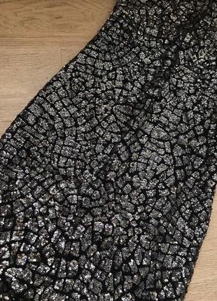 Новое женское платье мини в пайетки паетки с открытой спиной вечернее чёрное6 фото