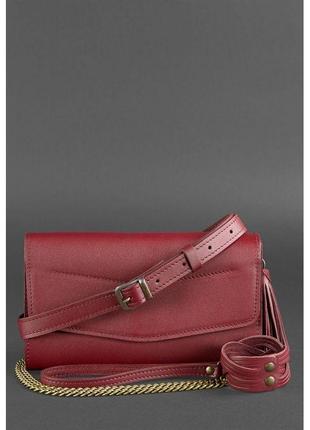 Женская кожаная сумка элис бордовая краст4 фото