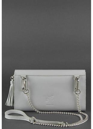 Шкіряна жіноча сумка аліса сіра5 фото