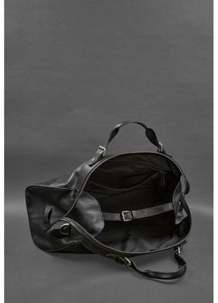 Кожаная дорожная сумка люкс черная6 фото