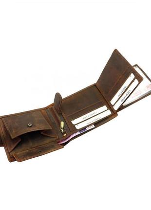Чоловічий шкіряний гаманець wild l895-003 коричневий -3 фото