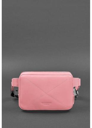 Шкіряна жіноча поясна сумка dropbag mini рожева