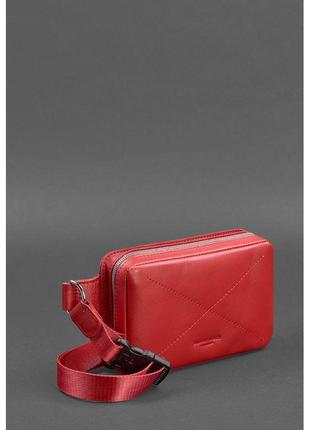 Кожаная женская поясная сумка dropbag mini красная3 фото