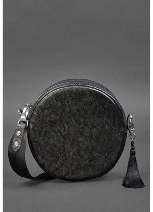 Кругла жіноча шкіряна сумочка tablet чорна blackwood3 фото