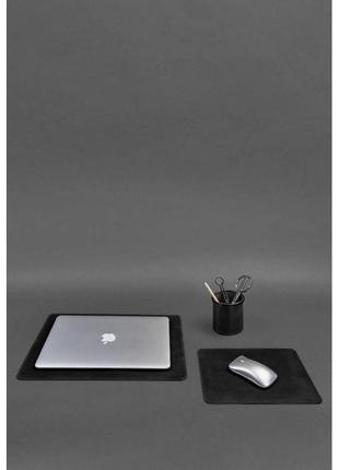 Набор для рабочего стола из натуральной кожи 1.0 черный crazy horse1 фото