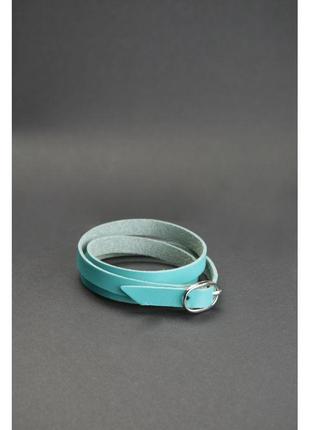 Женский кожаный браслет лента с пряжкой бирюзовый1 фото