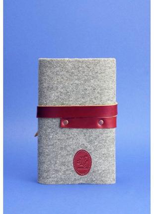 Фетровый женский блокнот (софт-бук) 1.0 фетр с кожаными бордовыми вставками3 фото
