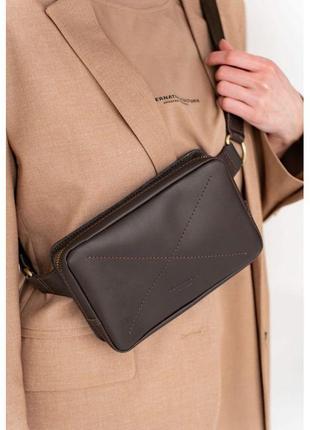 Шкіряна поясна сумка dropbag mini темно-коричнева