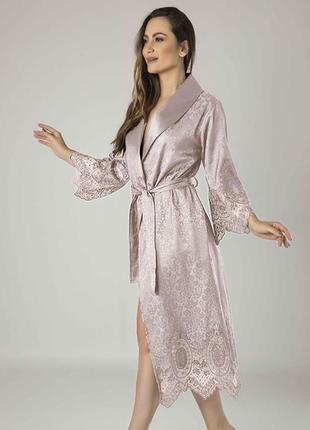 Nusa халат жіночий шовковий nusa 15055 пудра l/xl,2xl
