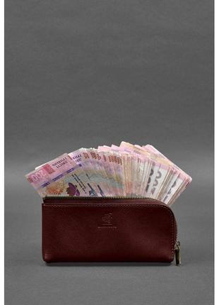 Кожаное портмоне-купюрник на молнии 14.0 бордовый2 фото