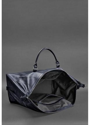 Кожаная дорожная сумка темно-синяя7 фото