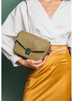 Женская кожаная сумочка yoko оливковая1 фото