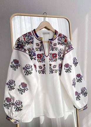 Женская рубашка вышиванка цветочный принт2 фото