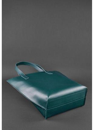 Кожаная женская сумка шоппер d.d. зеленая5 фото