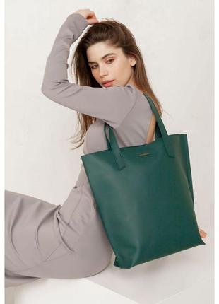Кожаная женская сумка шоппер d.d. зеленая1 фото