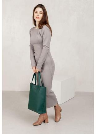 Кожаная женская сумка шоппер d.d. зеленая9 фото