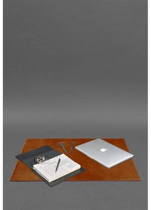 Накладка на стол руководителя - кожаный бювар 1.0 светло-коричневый crazy horse2 фото