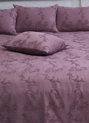 Красивое покрывало на кровать из 100% хлопка 160х240 см.с наволочками 40х60 см  турция gloria violet