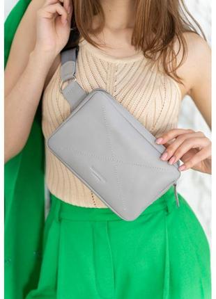 Кожаная женская поясная сумка dropbag mini серая