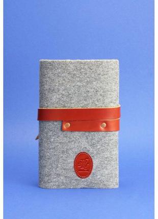 Фетровый блокнот (софт-бук) 1.0 фетр с кожаными коричневыми вставками3 фото
