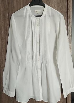 Белоснежная блуза, красивая рубашка, белая туника, р. м, s
