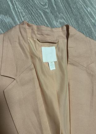 Лляна жилетка жакет подовжена h&m з льону оверсайз sleeveless jacket5 фото