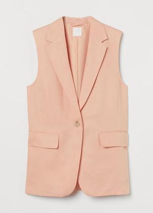 Лляна жилетка жакет подовжена h&m з льону оверсайз sleeveless jacket1 фото