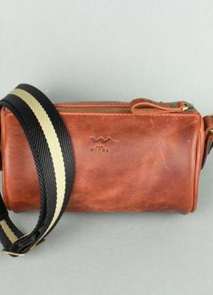 Кожаная сумка поясная-кроссбоди cylinder светло-коричневая винтажная2 фото
