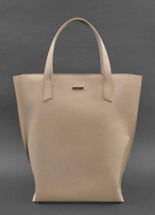 Кожаная женская сумка шоппер d.d. светло-бежевая краст6 фото