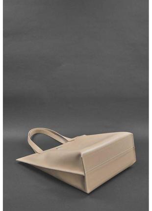 Кожаная женская сумка шоппер d.d. светло-бежевая краст4 фото