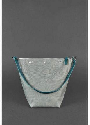 Шкіряна плетена жіноча сумка пазл m зелена krast4 фото