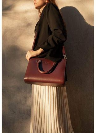 Женская кожаная сумка fancy бордовая краст