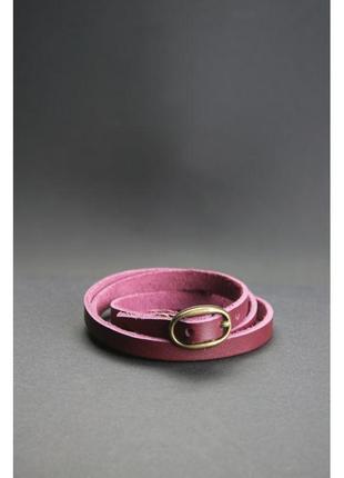 Женский кожаный браслет лента с пряжкой бордовый1 фото