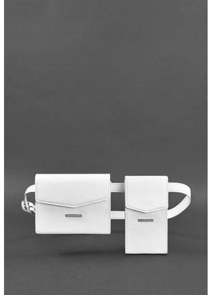 Набор женских белых кожаных сумок mini поясная/кроссбоди2 фото