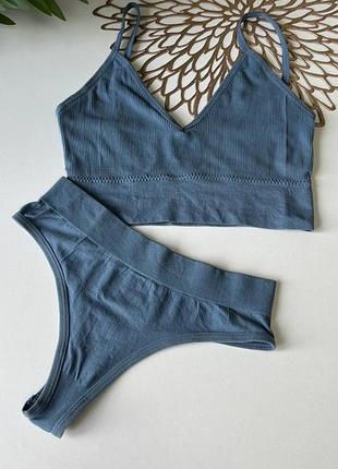 Набір в рубчик, топ в рубчик, топ і труси