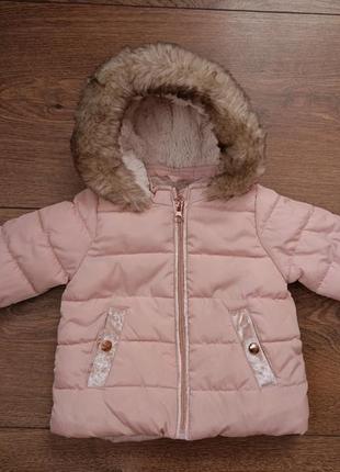 Теплая курточка куртка f&amp;f 62 р (3 мес) для девочки1 фото