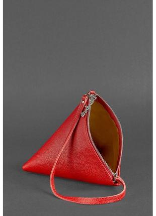 Кожаная женская сумка-косметичка пирамида красная4 фото
