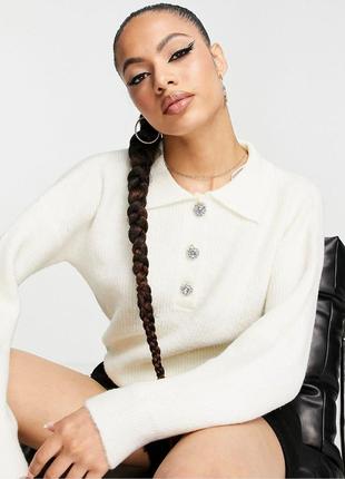 Легкий молочний светр з неймовірними ґудзиками новий