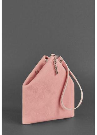 Шкіряна жіноча сумка-косметичка піраміда рожева5 фото