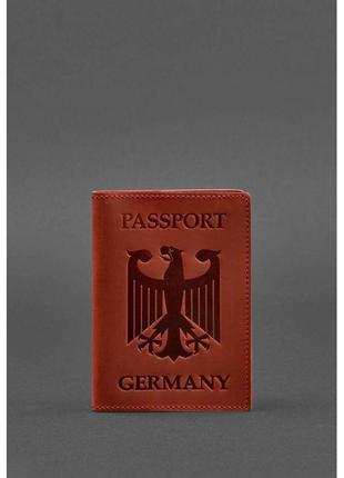 Шкіряна обкладинка для паспорта з гербом німеччини корал crazy horse