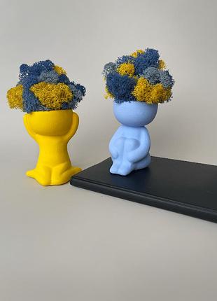 Кашпо человечки мох патриотические подарки