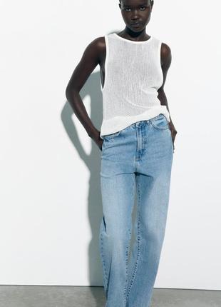 Джинсы z1975 straight fit full length high waist/джинсы zara прямые