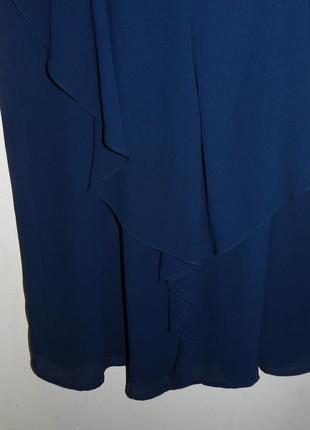 Нарядная и элегантная,тёмно-синяя туника-платье с жабо-воланом и подкладкой,бол.разм.4 фото