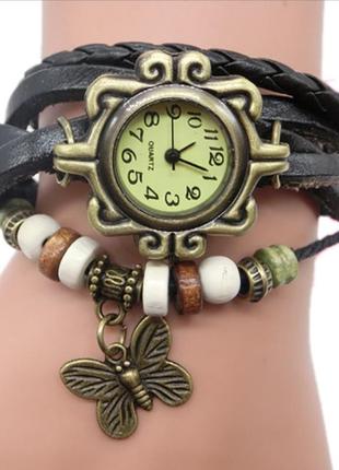 Винтажные часы-браслет с бабочкой2 фото