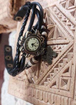 Винтажные часы-браслет с бабочкой4 фото